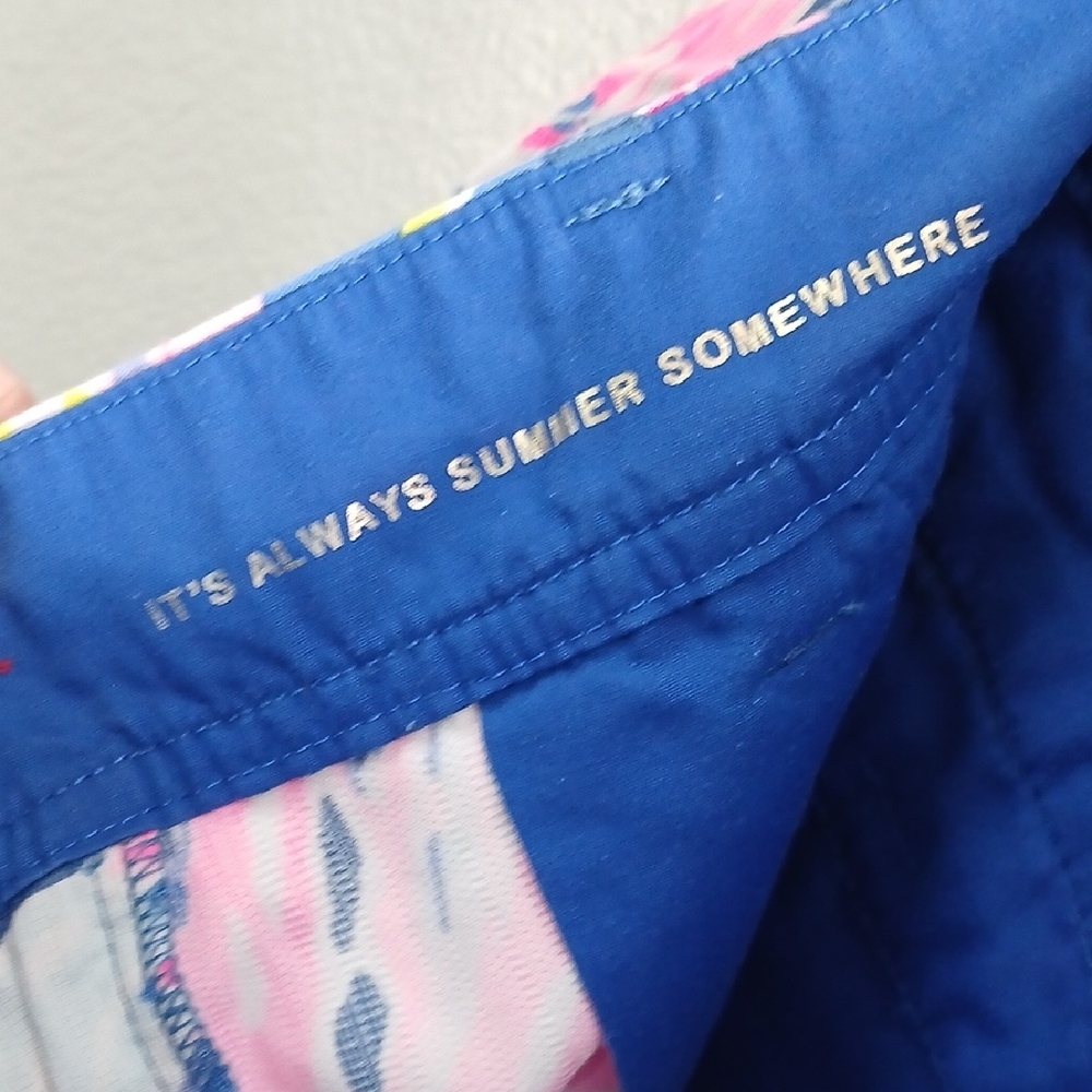 Lilly Pulitzer Callahan Pink and Blue Jean Shorts 00 - Picture 7 of 7